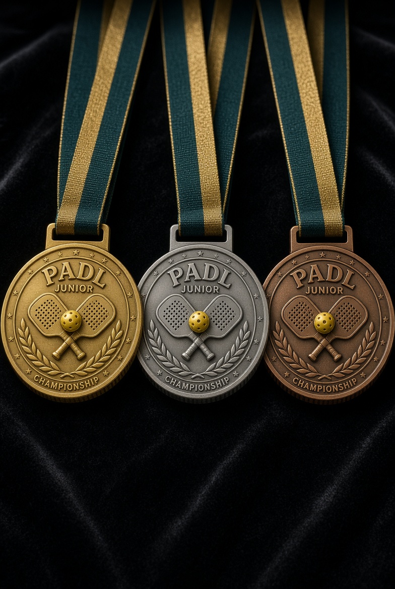 Gold, silver and bronze PADL Junior Championship medals